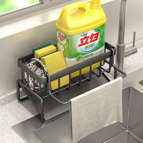 Kitchen Stainless Steel Sink Drain Rack Sponge Storage Fauce