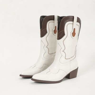 Suede Embroidered Women Cowboy Western Boots Leather Shoes