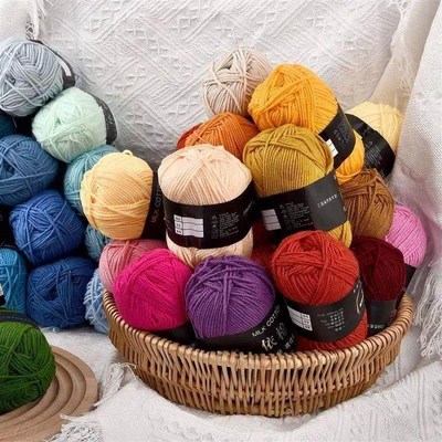 50g Milk Cotton Crochet Yarn 4ply Knitting Wool Needlework D