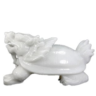 天然阿富汗白玉龙龟摆件雕刻家居商铺客厅玄关办公室摆设装 饰品