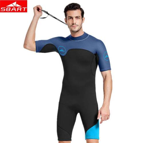 SBART 2mm Neoprene Wetsuit Swimwear Men Short Sleeve Patchwo