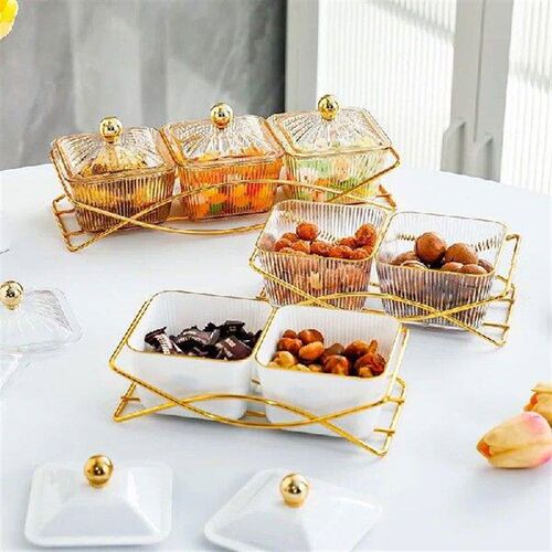 Nut and Candy Serving Tray, Divided Snack Serving Bowls