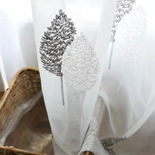 1PC Tree White Sheer Tulle Curta for Living Room Balcony Bed