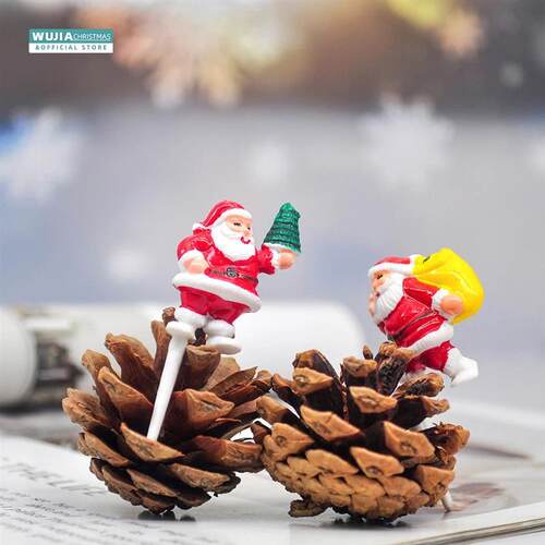 5pcs Merry Christmas Cake Topper Painted Santa Claus New Yea