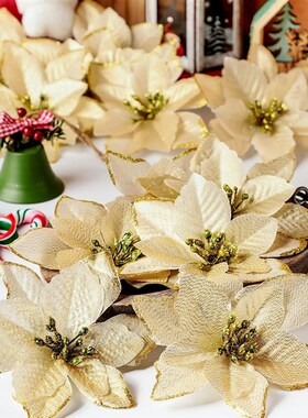 Glitter Artificial Flowers Christmas Decorations Xmas ree Or