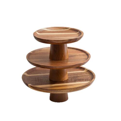 Solid wood high legged circular dessert display rack