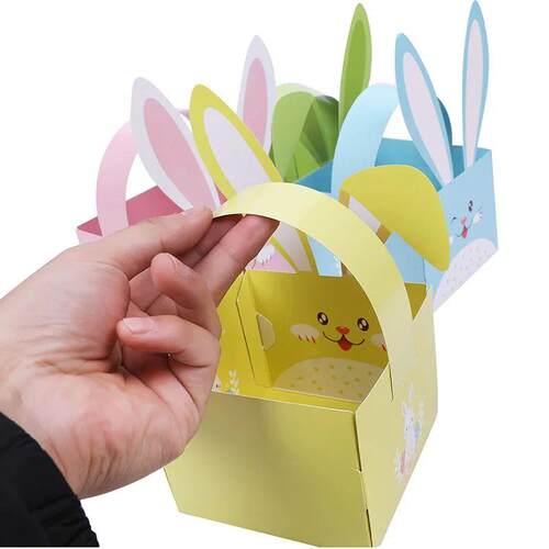 4/8Pcs Easter Bunny Ear Candy Boxes Cute Egg Paper Basket Co