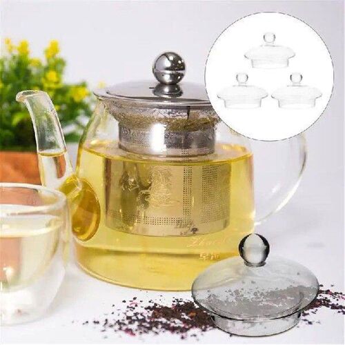 3Pcs Teapot Lid Glass Tea Cover Strainer Kettle Replacement