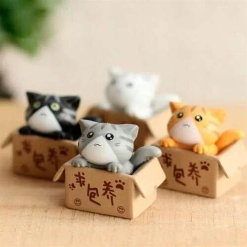 Kawaii Mini Cat Ornament Garden kitten statue Gift For Kids