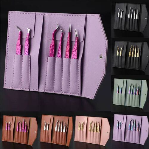 6PCS False Eyelash Tweezers Set For Fake Fan Lashes Extensio