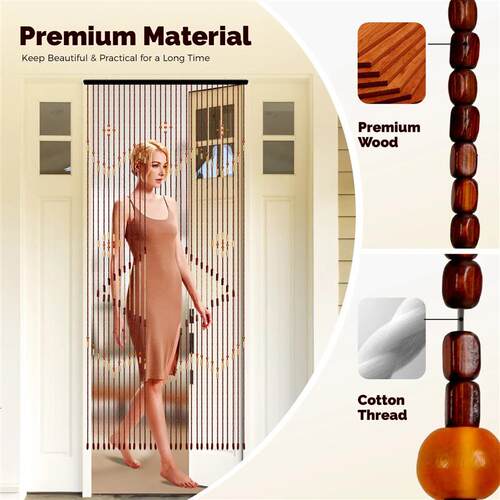 90x208cm 31 Line Retro Wooden Bead Curtain Blinds Door Curta