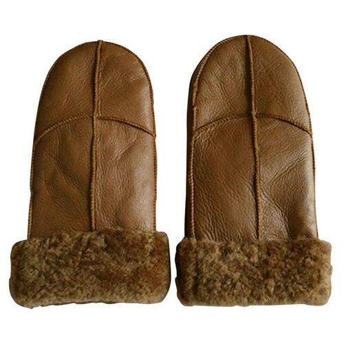 Fashion Unisex Sheepskin Mittens Winter Leather Thermal Glov