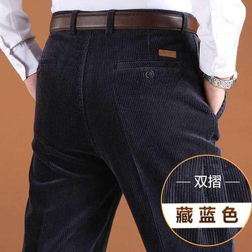 Autumn and Winter Cotton Mens Pants Thick Fleece Casual Pan