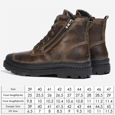Natural Cow Leather Men Winter Boots Handmade Retro Men Boot