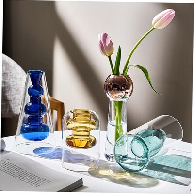 Nordic Home Decor Glass Vase Living Room Decoration Flower V