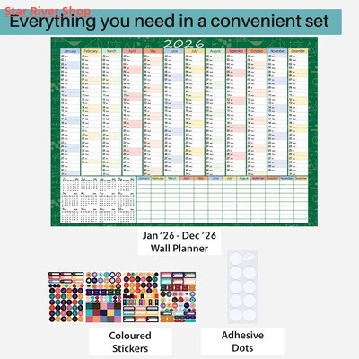 2026 English Wall Calendar - Planner Fitness Travel Check-In