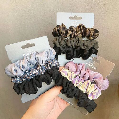 3/6Pcs Vintage Scrunchie Satin Leopard Scrunchies Set Elasti
