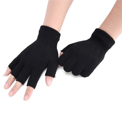 1pair Women Men Fingerless Gloves Mitten Knitted Autumn Wint
