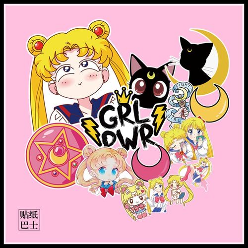 少女系卡通防水贴纸装 无痕行李箱贴纸旅行箱贴纸 装饰车贴墙贴