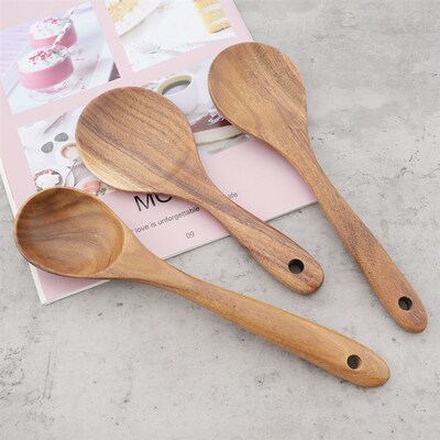 Reusable Natural Wood Cooking Utensil Set Spatula Soup Spoon