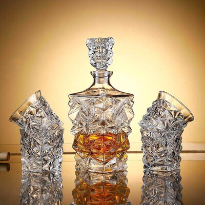 Crystal glass wine bottle decanter set with whisky storage