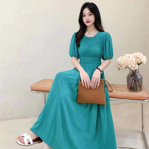Southeast Asia style cotton silk floral French dress for wom