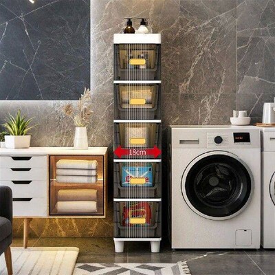 Narrow Toilet Storage Cabinet 4/5 Tier Waterproof