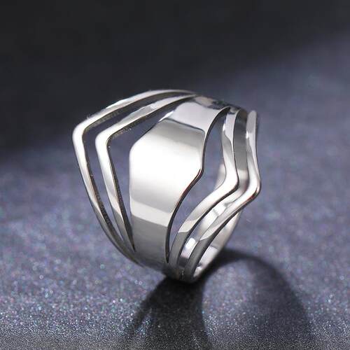 Stainless Steel Ring Geometric Rhombus Antique Rings Anillos