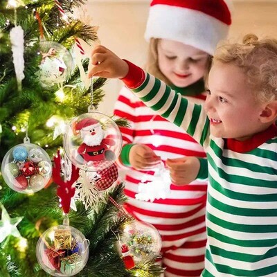 4-10CM Christmas Transparent Ball Plastic Fillable Bauble Xm