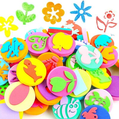 6Pcs/bag Foam Stamps for Painting Cute Animal Smile Face Pai