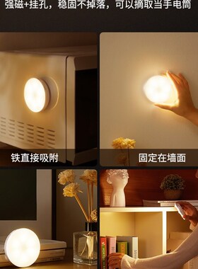 PIR Motion Sensor LED Night Light USB Rechargeable Lamp
