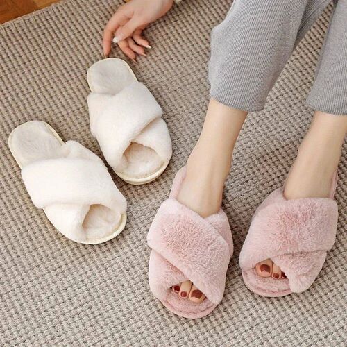 Winter Women House Slippers Faux Fur Fashion Warm Shoes Woma