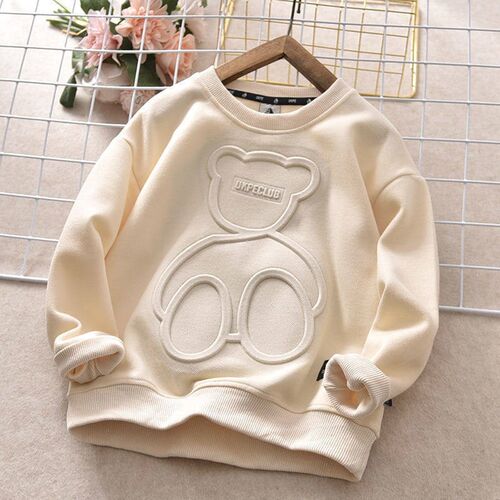 Autumn Steel Print Bear Sweatshirt Boys Clothes Teenagers Lo