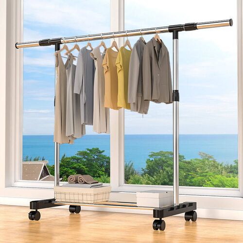 Tainless Steel Floor Drying Rack Double Pole Lifting Clothes