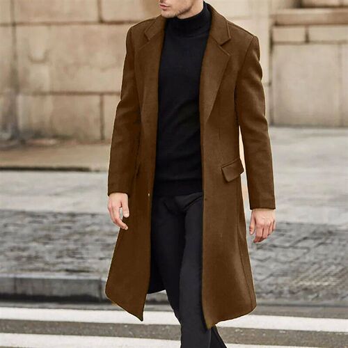 New Five Color British Mens Long Windbreaker Woolen Coat Me