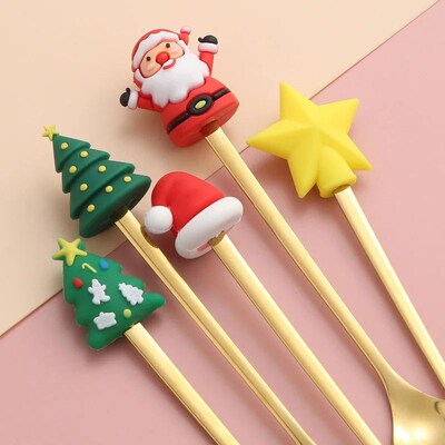 Christmas Spoons with Gift Box, Stainless Steel Stirring