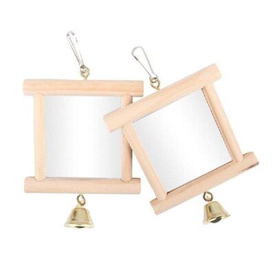 91AD Cage Reflective Bird Mirror Toy with Small Bells for
