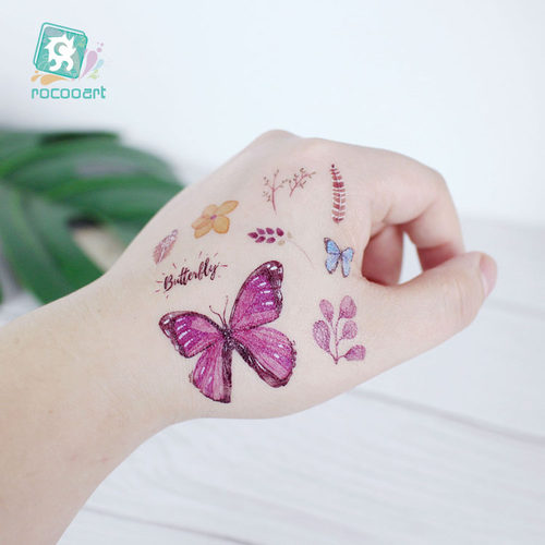 Rocooart Butterfly Tattoo Sticker For Children Birthday Gift