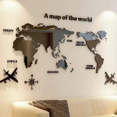 world acrylic crystal 3d map room bedroom wall stier liv