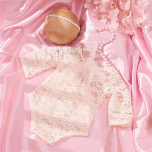 Newborn Wheat Hair Lace Bow Jumpsuit Two-piece Baby Girl Pho