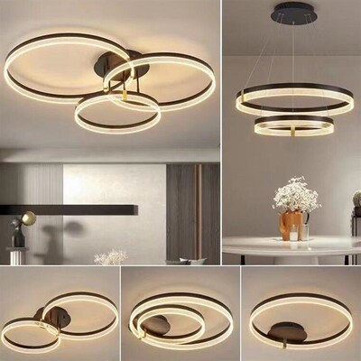 Large Living Room Lamp Simple Modern Acrylic Striped Ceiling