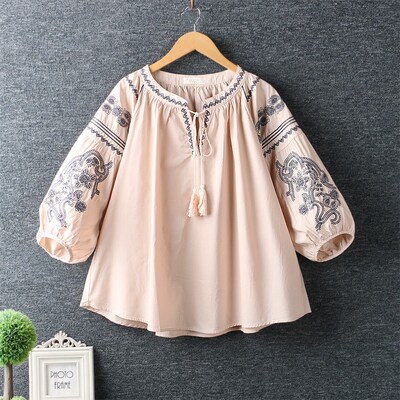 Women Summer Ethnic Vintage Mexico Boho Style O-Neck Lantern