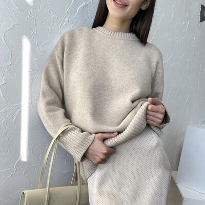 Hirsionsan Basic Khaki Knitted Cashmere Sweaters Women 2021
