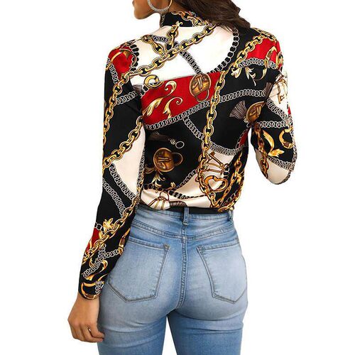 Explosion models  fashion chain printing ladies shirt neckli