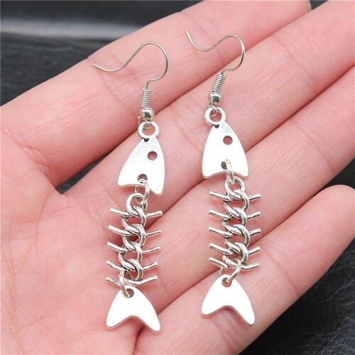 Fashion Handmade Simple Design Antique Silver Color Fish Bon