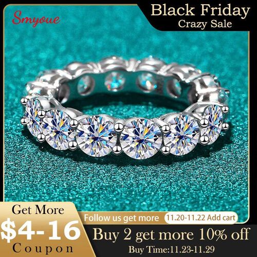 Smyoue 7ct 5mm Full Moissanite Ring for Women Men Sparkling