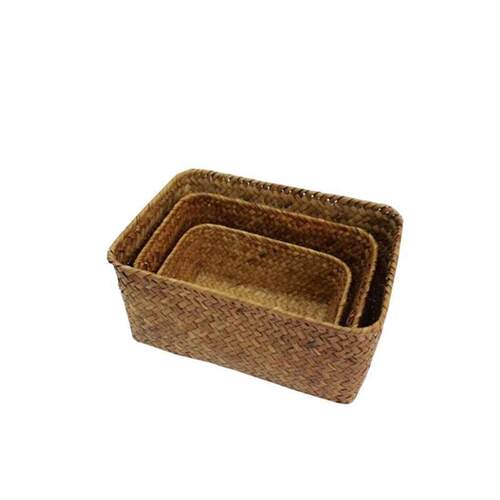 bamboo storage basket box desktop small rattan woven basket