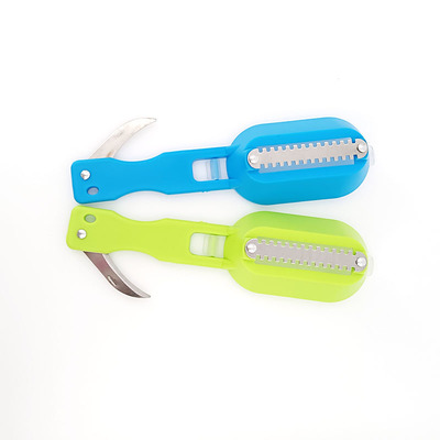2 In 1 Plastic Fishing Scale Brush Built-in Fish Cutter Fish