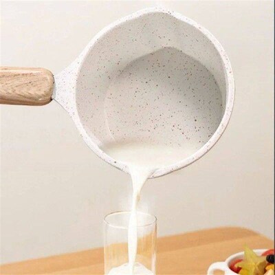 1 Pc Mini Wood Handle Oil Splashing Pot With Scale