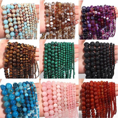 Natural Stone 4 6 8 10 12mm Round Tiger Eye Amethyst Agate J